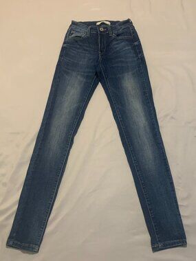 KanCan Jeans High Rise Skinny Jeans Size 0/23 Medium Wash Distressed Fade